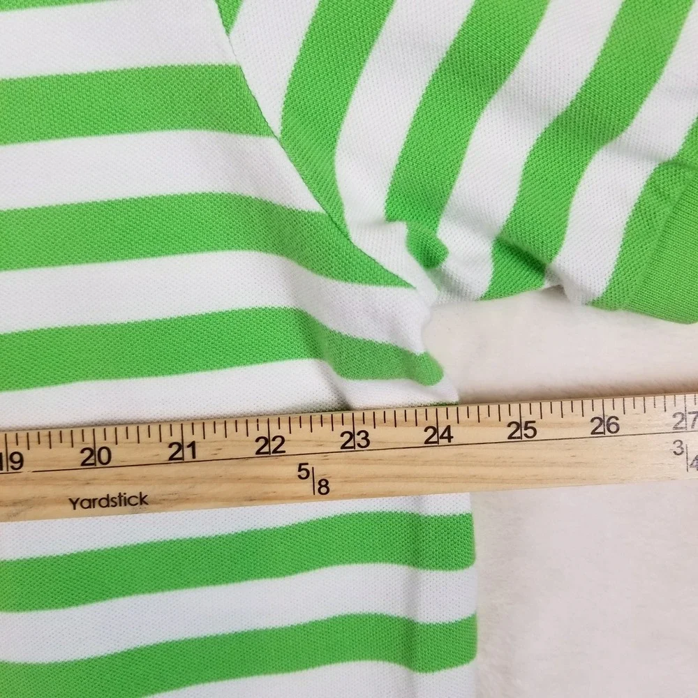 Polo Ralph Lauren Mens XXL Green White Striped Short Sleeve Cotton‎ Polo Shirt